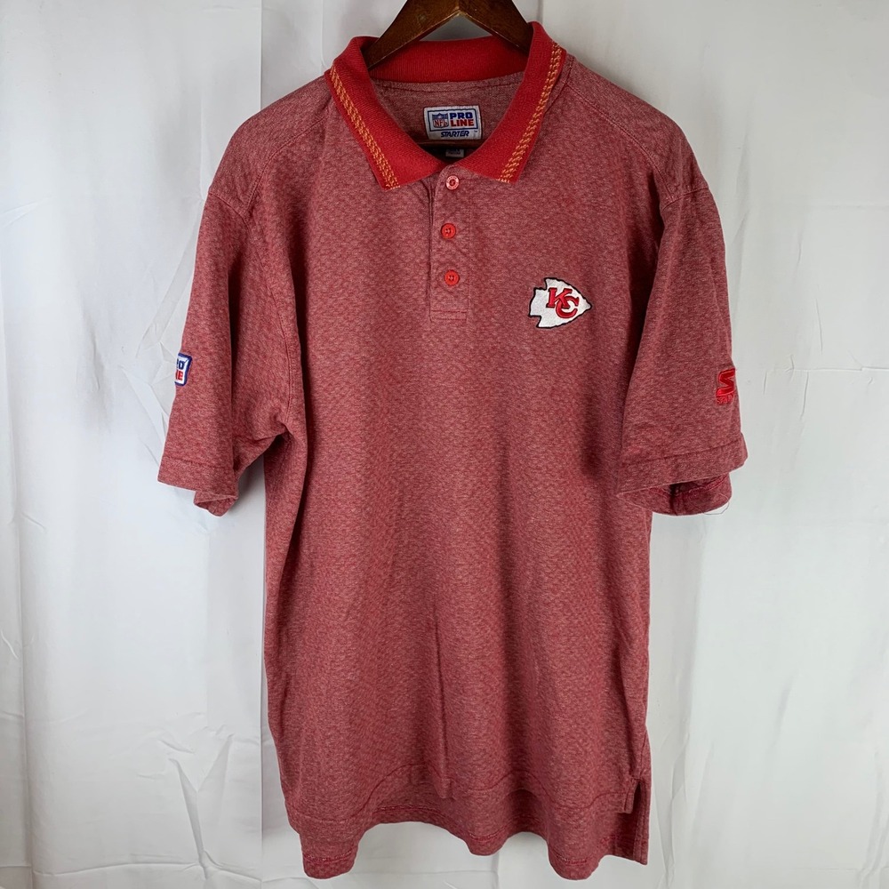 VTG Kansas City Chiefs‎ Starter Polo Shirt Mens XL Red NFL Pro Line Vintage